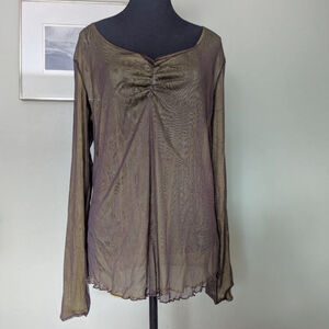 Y2K Layered Mesh Top Chartreuse/Purple XL Fairygrunge Ethereal Cybergrunge